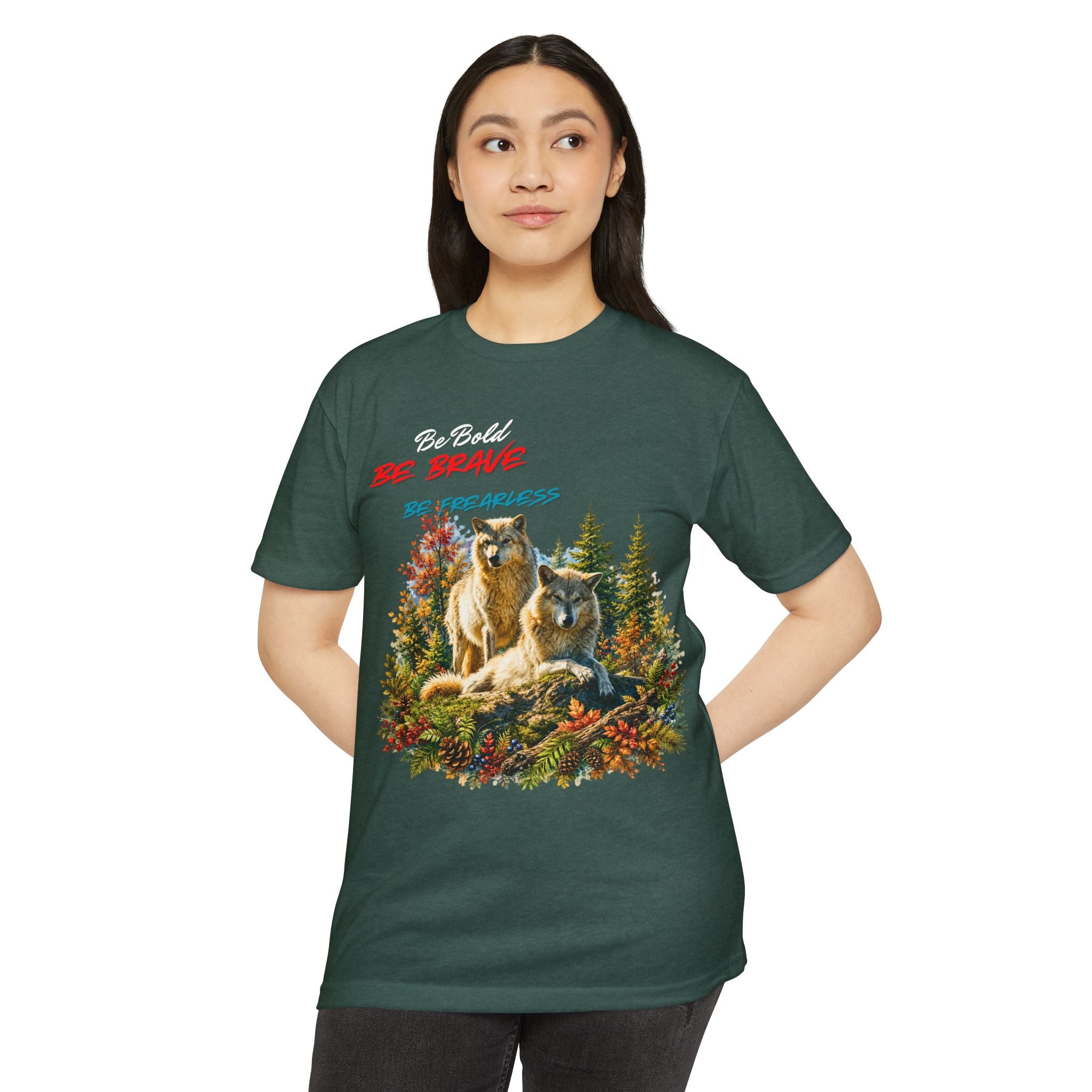 Be Brave Be Fearless Wolf Graphic T‑Shirt