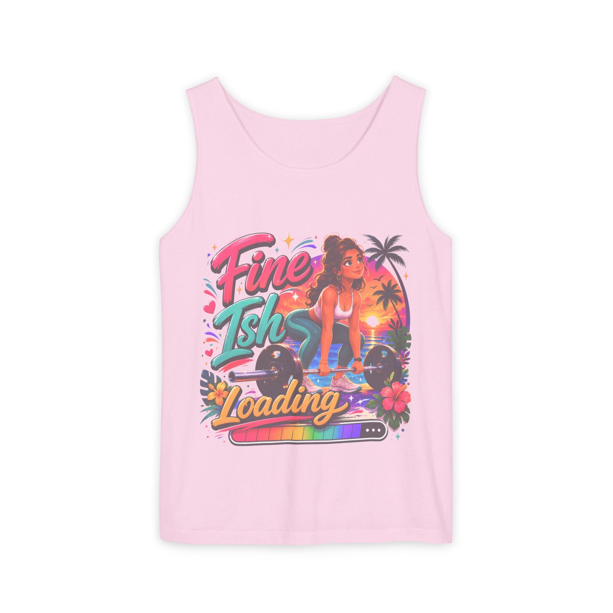Fine Ish Loading Tank Top — Tropical Pin-Up Workout Graphic Tank