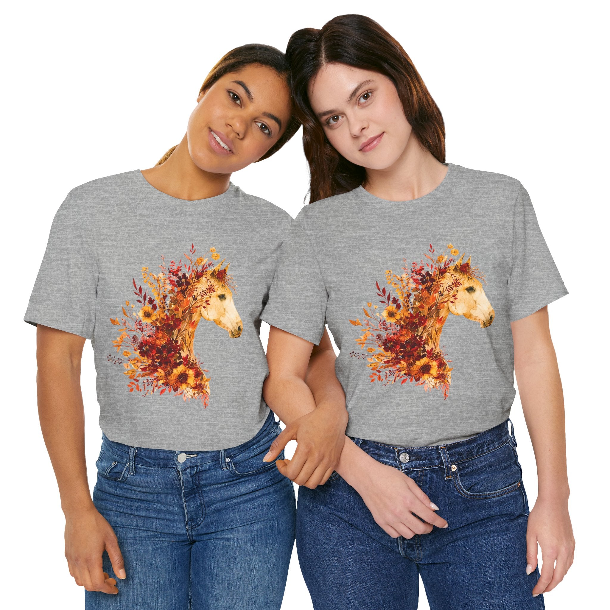 Autumn Sunflower Horse Graphic T-Shirt
