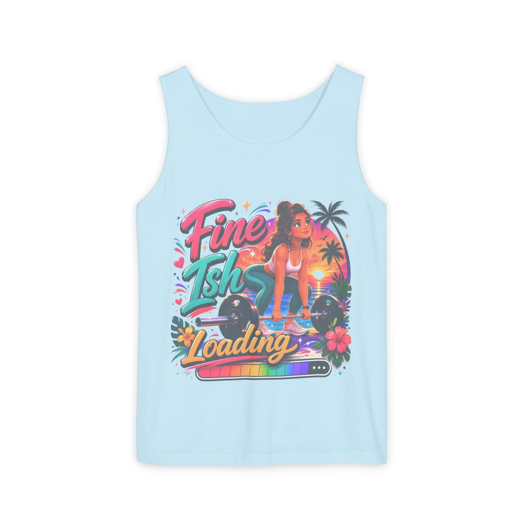 Fine Ish Loading Tank Top — Tropical Pin-Up Workout Graphic Tank