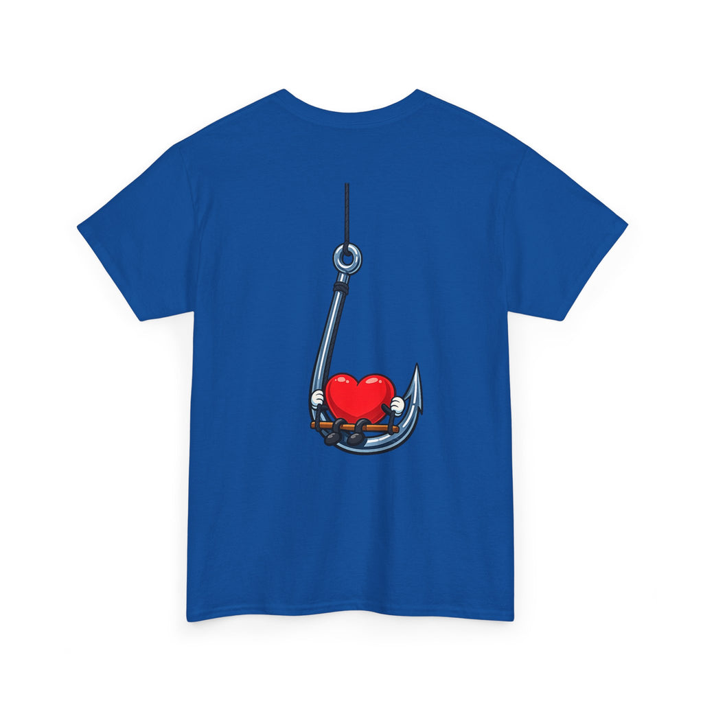T-Shirt — "Caught You Hook, Line, and Sinker" Fishing Heart Tee