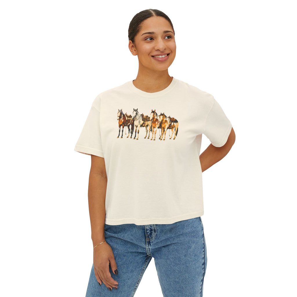 Women's Watercolor Horse Lineup Graphic