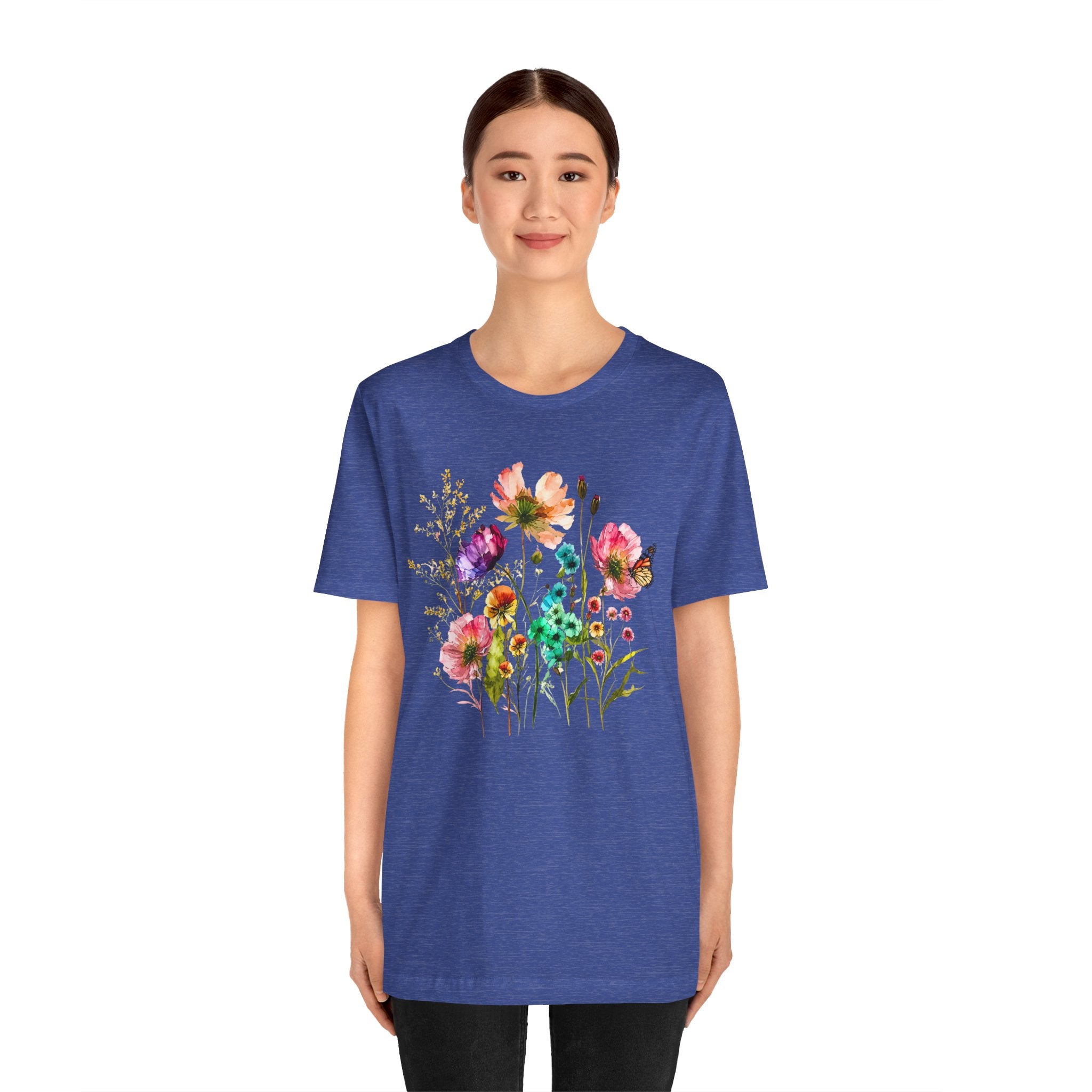 Floral Watercolor  Pink Wildflower Bouquet Graphic T-Shirt
