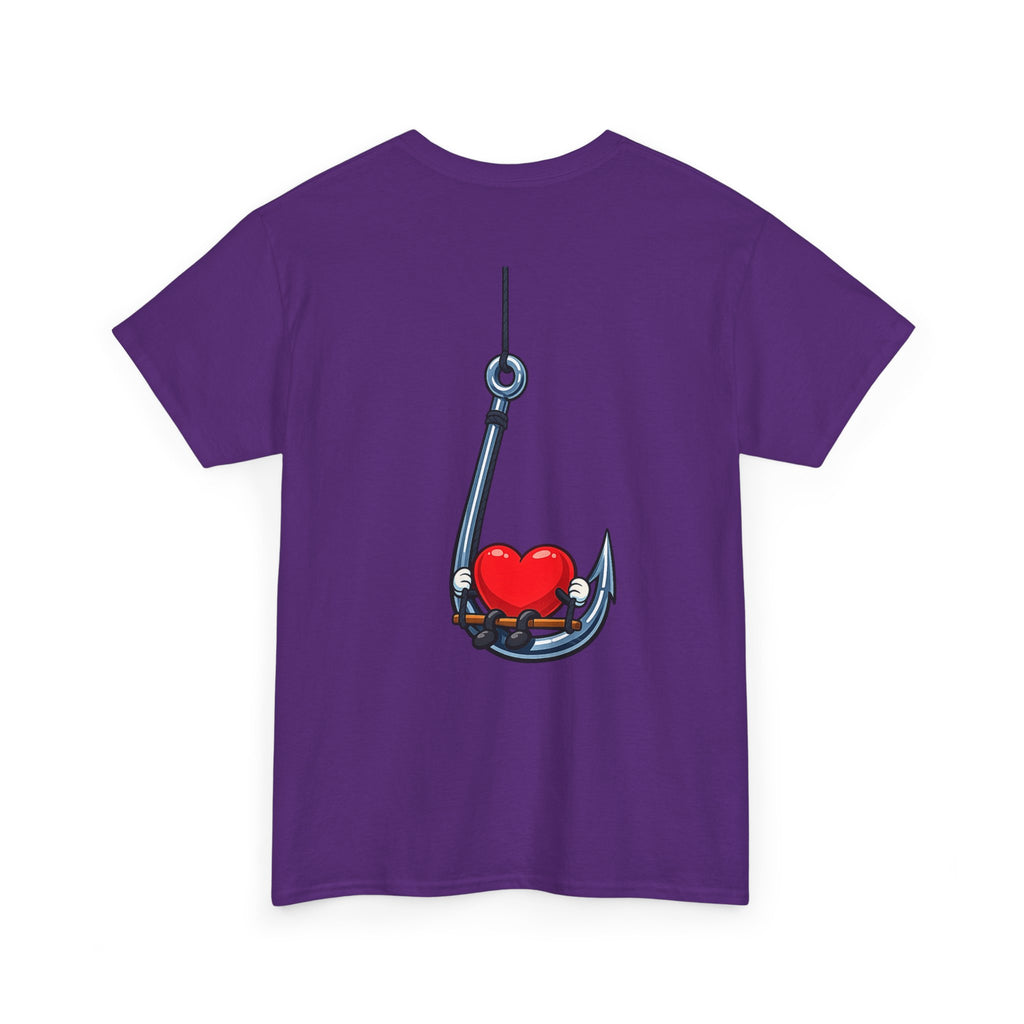T-Shirt — "Caught You Hook, Line, and Sinker" Fishing Heart Tee