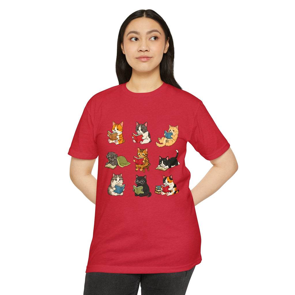 Cute Cats Reading Booklover  T-Shirt