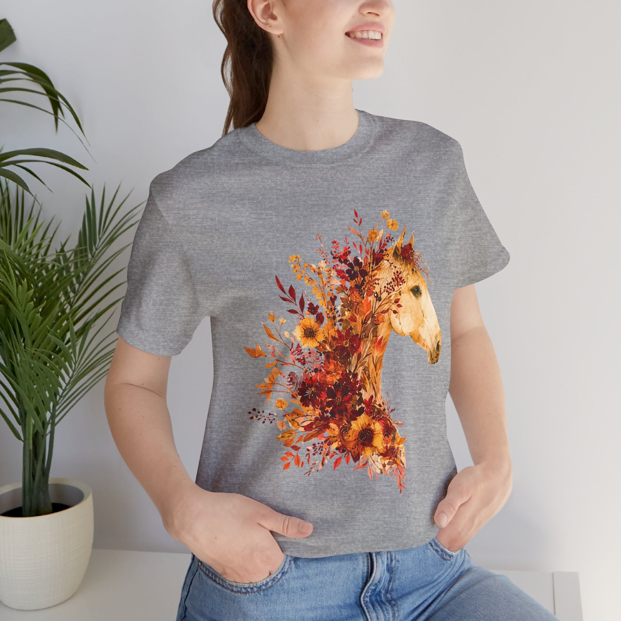 Autumn Sunflower Horse Graphic T-Shirt