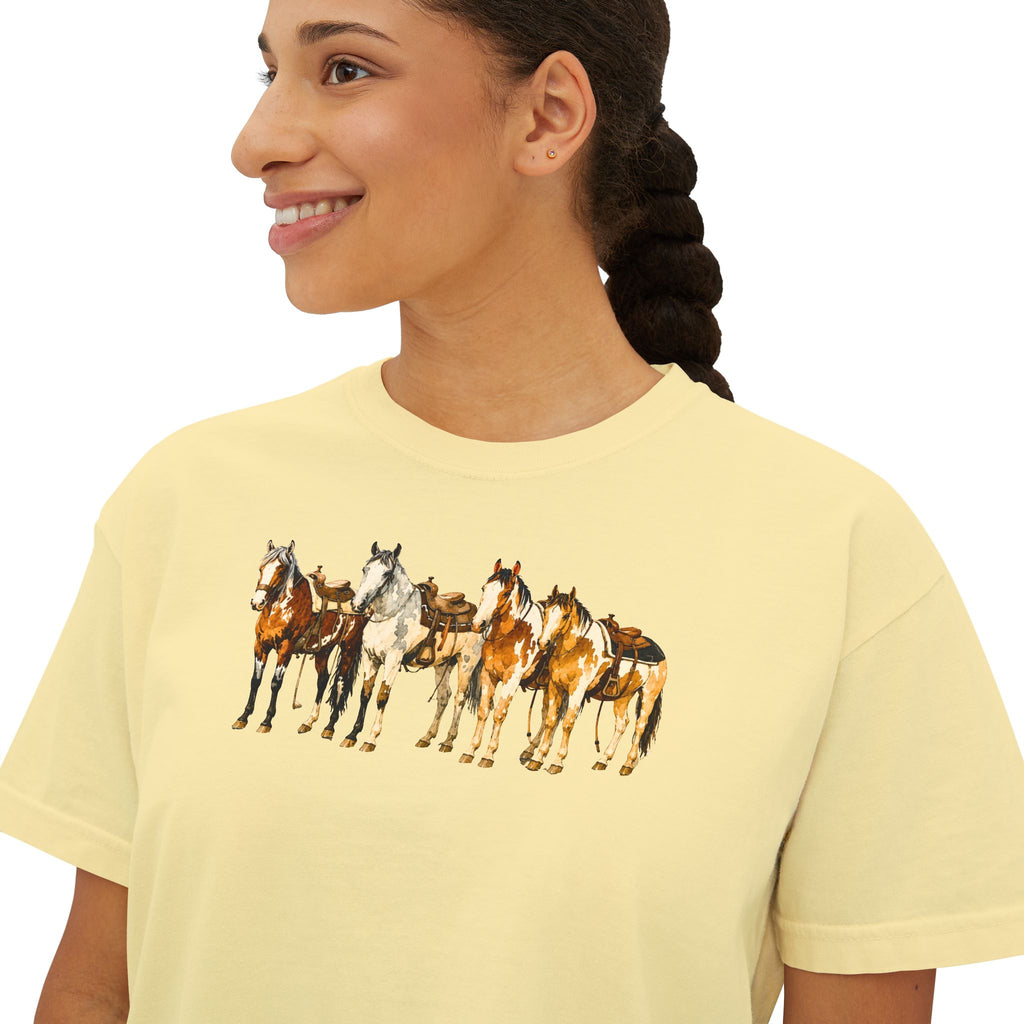Women's Watercolor Horse Lineup Graphic