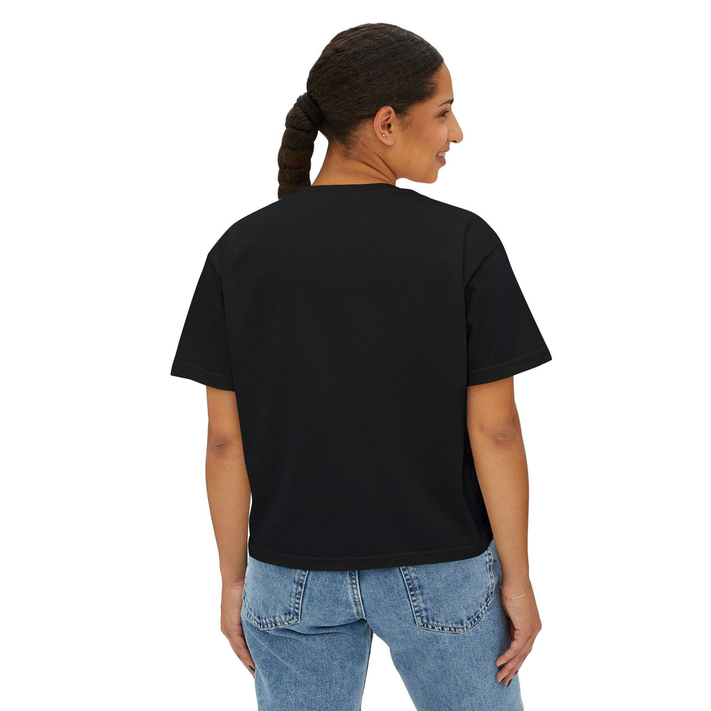 Women's Boxy Tee — 'Ok Ok I'm Up' Retro Floral Graphic Crop Top