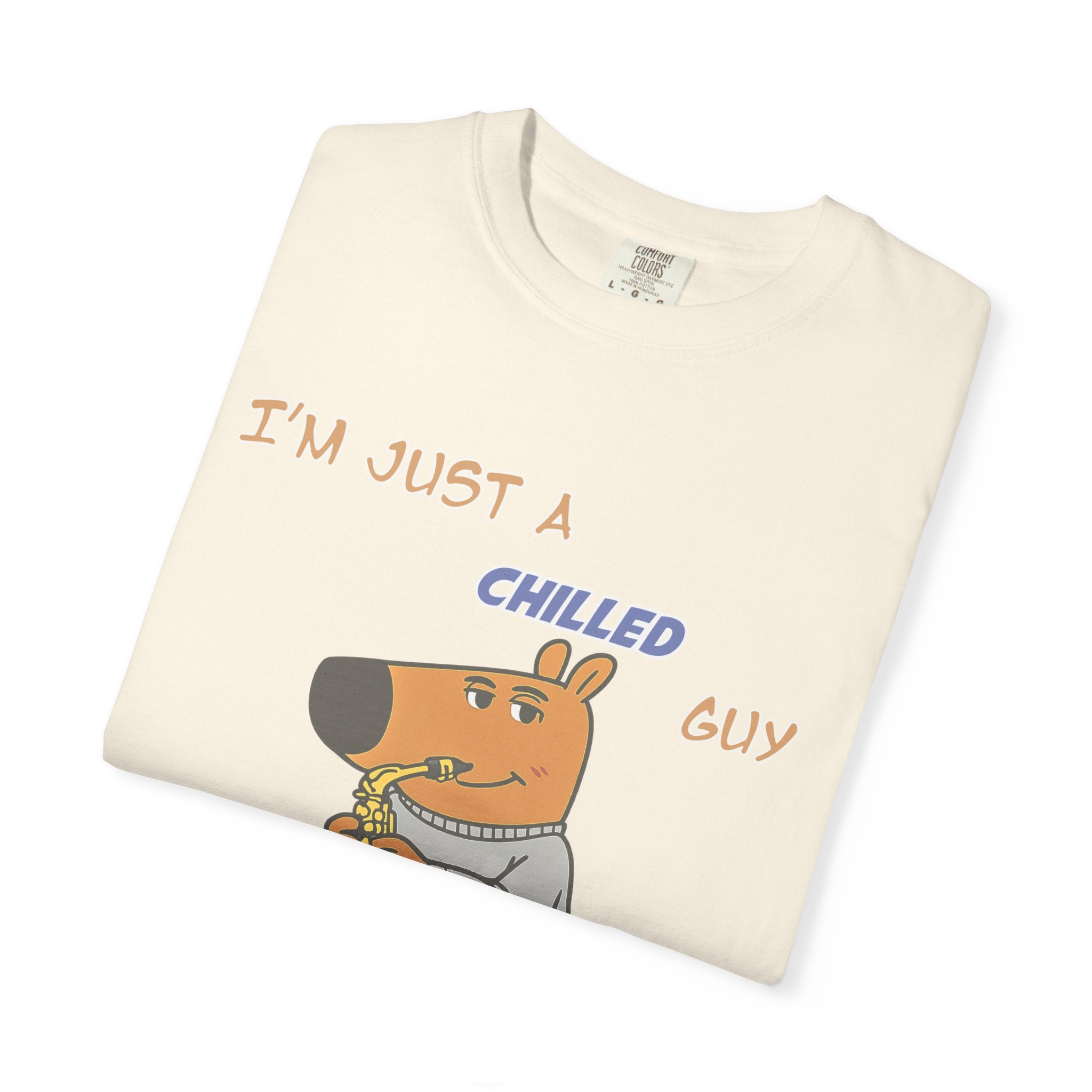 Chilled Saxophone Dog T-Shirt — "I'm Just a Chilled Guy But I Can Play Them Saxophones"