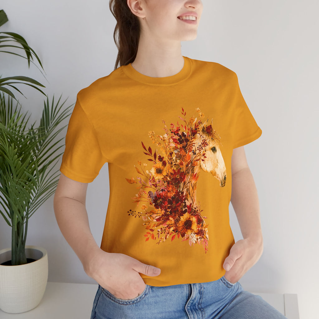 Autumn Sunflower Horse Graphic T-Shirt