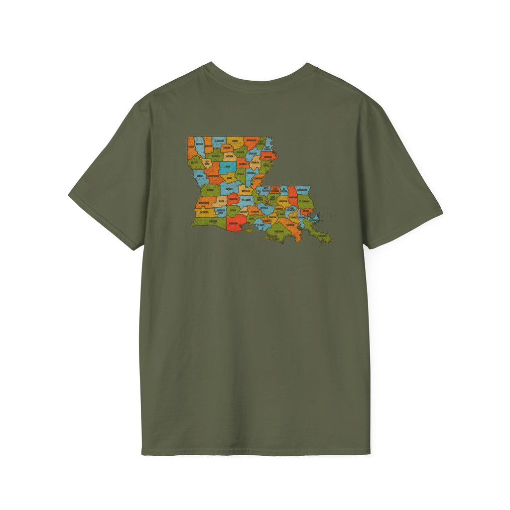 T-Shirt — “Don’t Ask 100% Organic” Louisiana Map Graphic