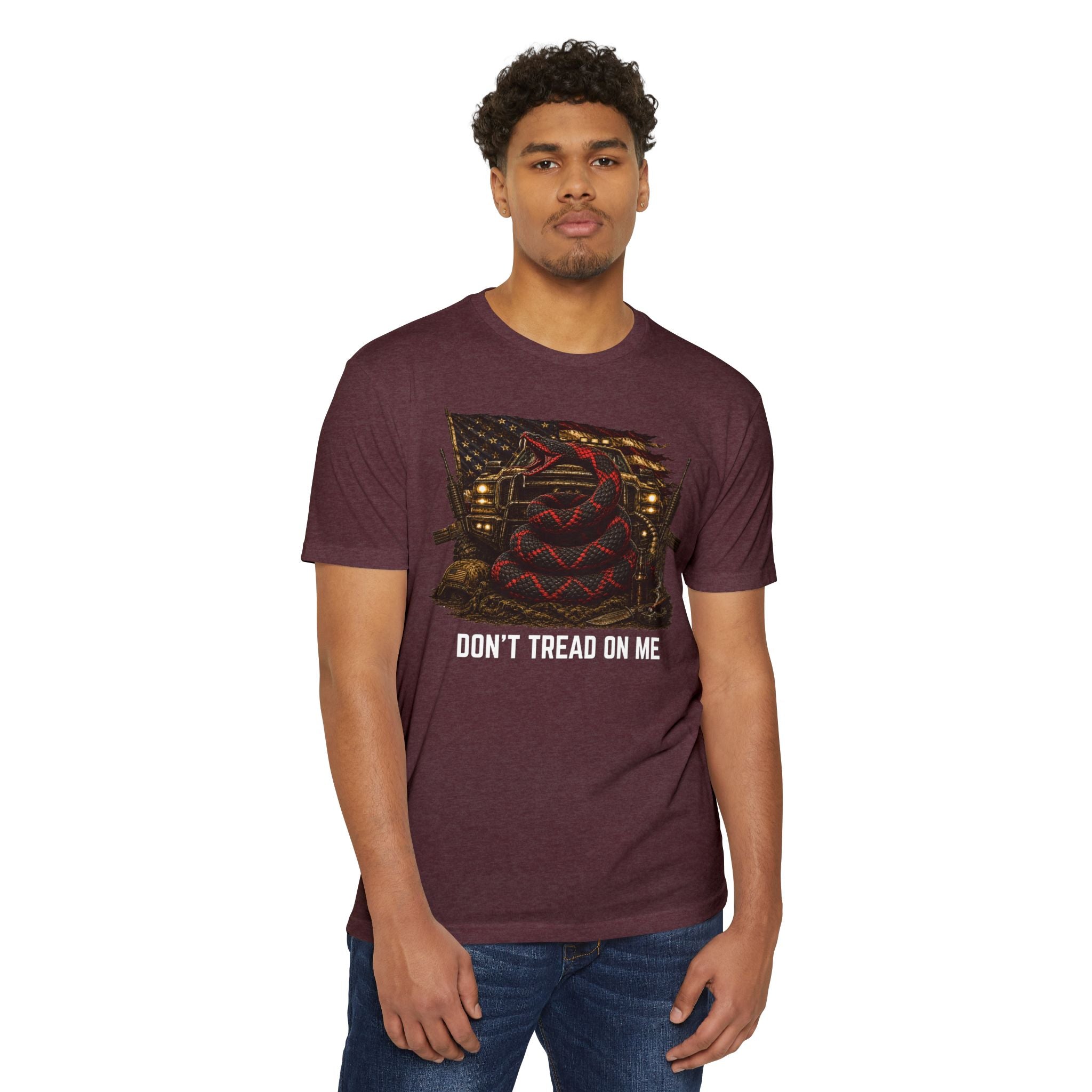 Don't Tread On Me T-Shirt — Distressed American Flag & Snake Patriotic Tee
