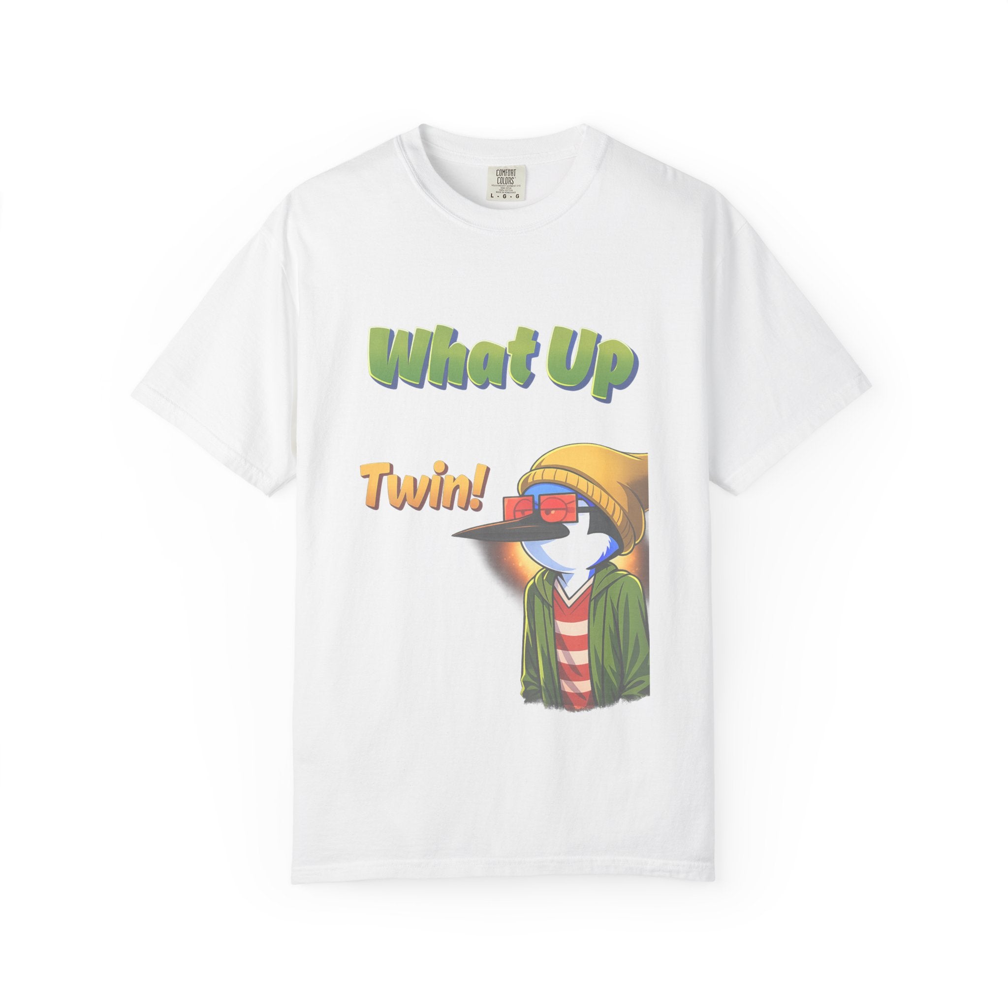 Green What Up Twin! Graphic T-Shirt — Cute Cartoon Character Tee