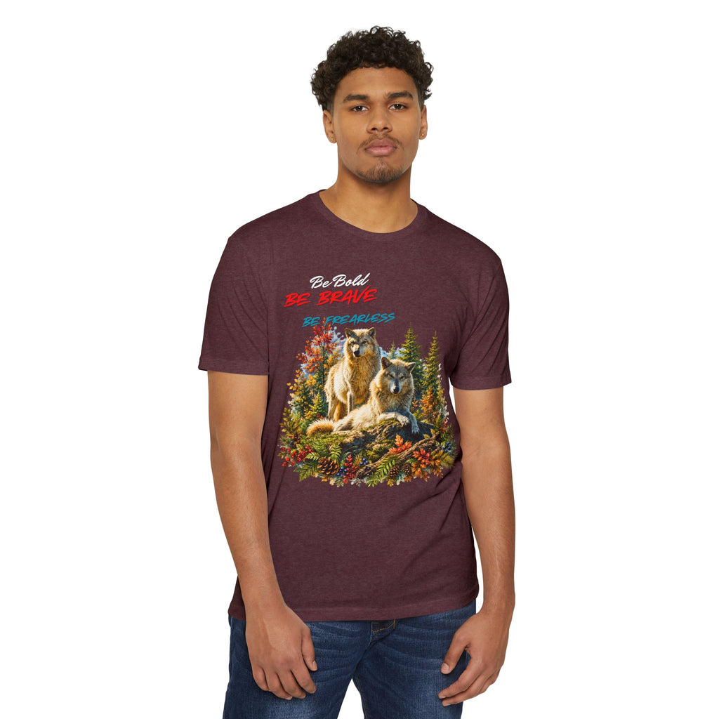 Be Brave Be Fearless Wolf Graphic T‑Shirt