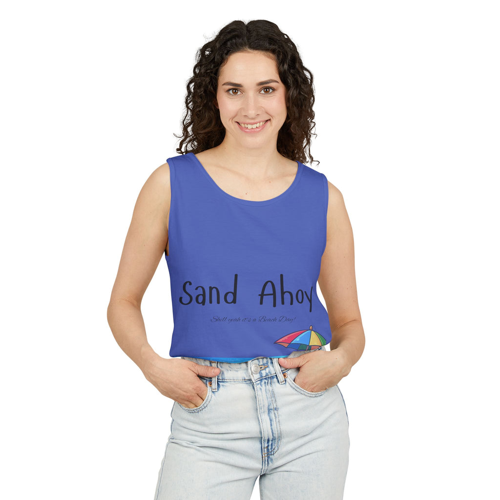 “Sand Ahoy” Seaside Graphic Tank