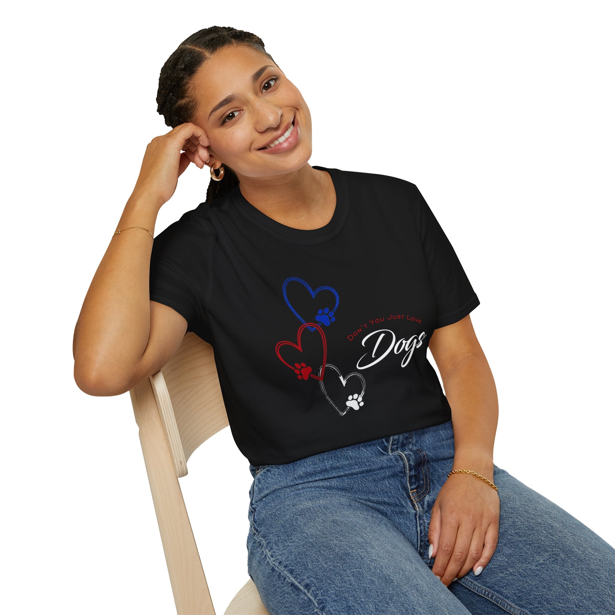 Don't You Just Love Dogs? — Heart Paw Graphic Tee for Dog Lovers