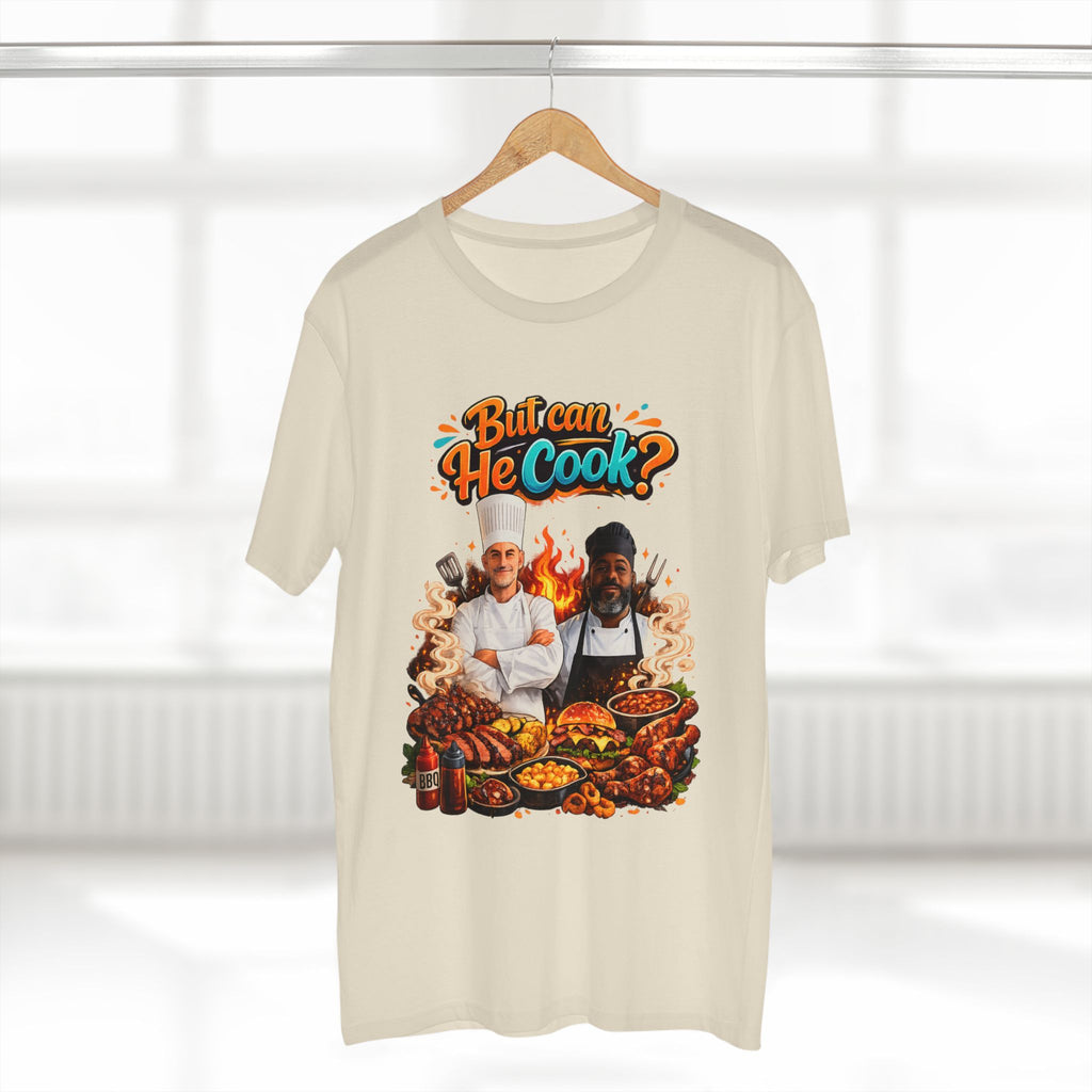 But Can He Cook? T-Shirt — Funny Chef BBQ Cooking Tee