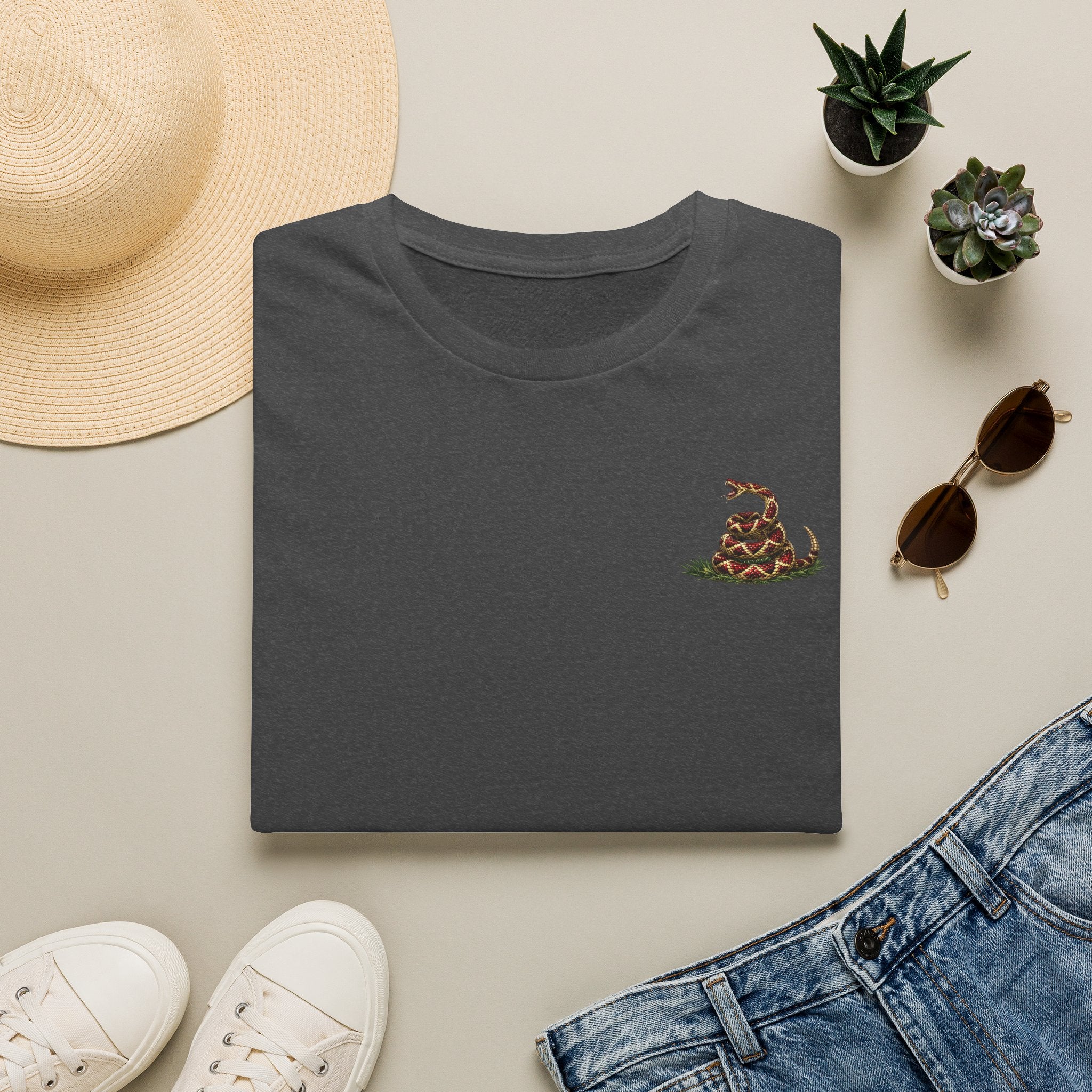 Snake on Cactus Pocket T-Shirt — Minimal Southwestern Vibe Tee