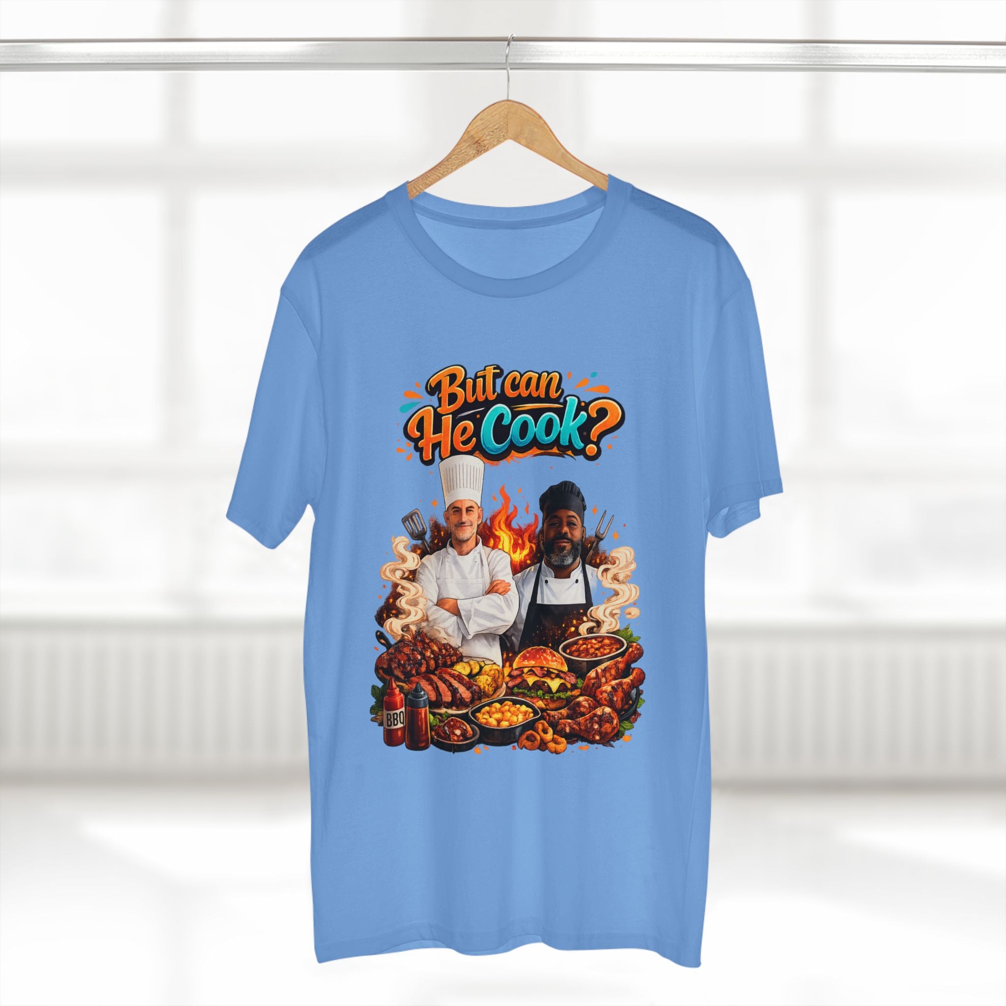 But Can He Cook? T-Shirt — Funny Chef BBQ Cooking Tee