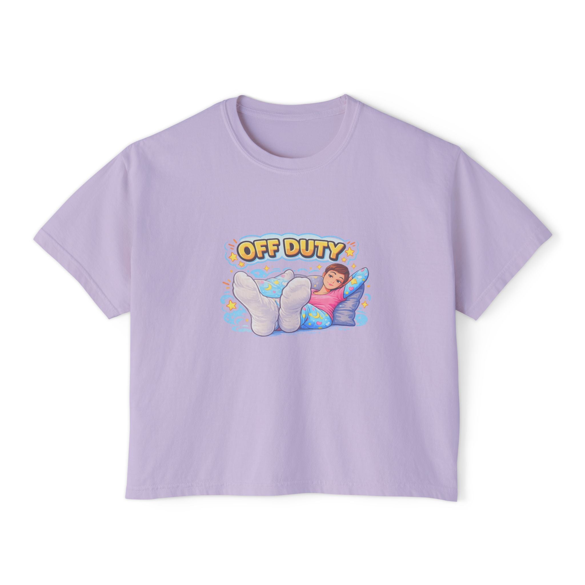 Off Duty Women's Boxy Tee — Relaxed 'Off Duty' Graphic Shirt