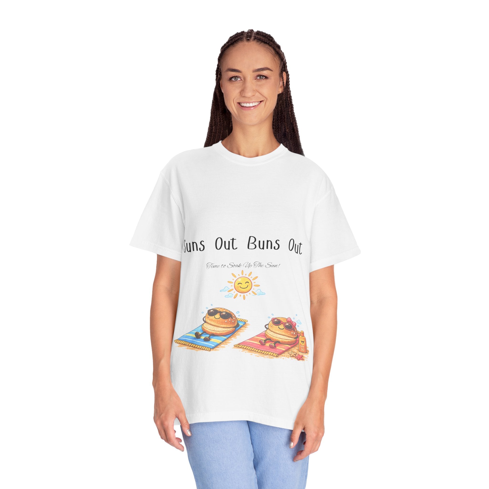 Suns Out Buns Out T-Shirt — Funny Burger Beach Tee