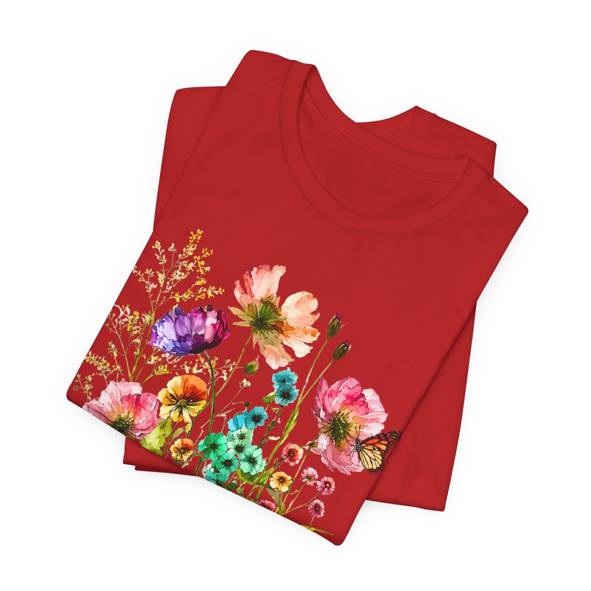 Floral Watercolor  Pink Wildflower Bouquet Graphic T-Shirt