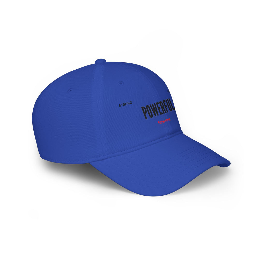 Red 'POWERFUL' Embroidered Low Profile Baseball Cap