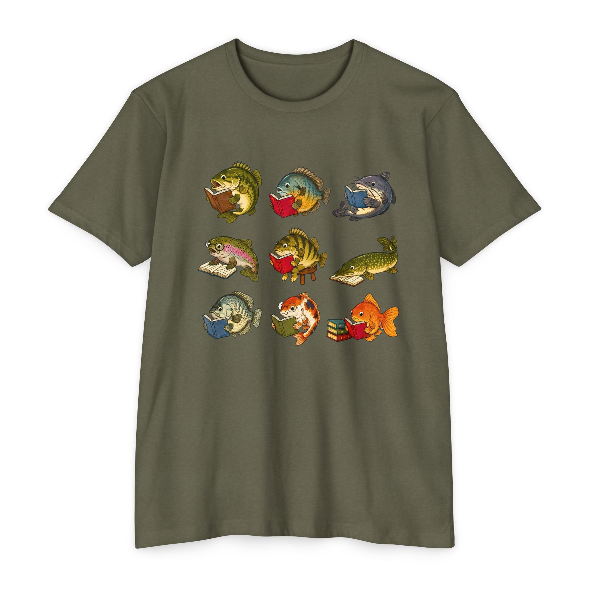 Retro Fish Reading  T-Shirt