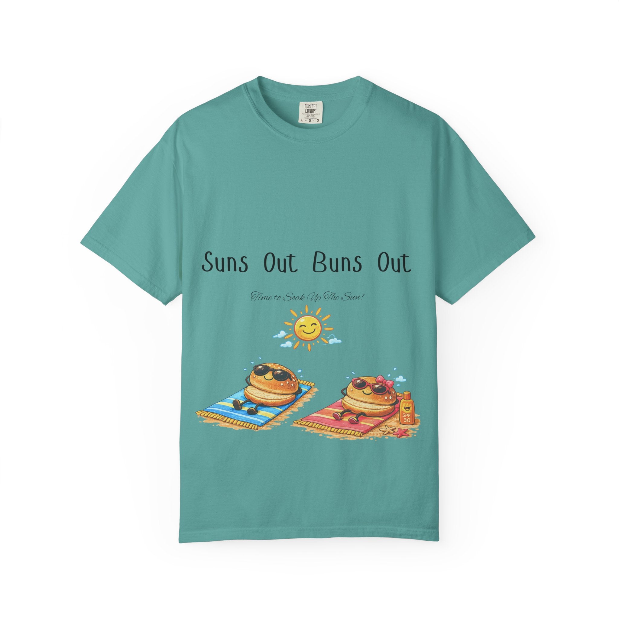 Suns Out Buns Out T-Shirt — Funny Burger Beach Tee