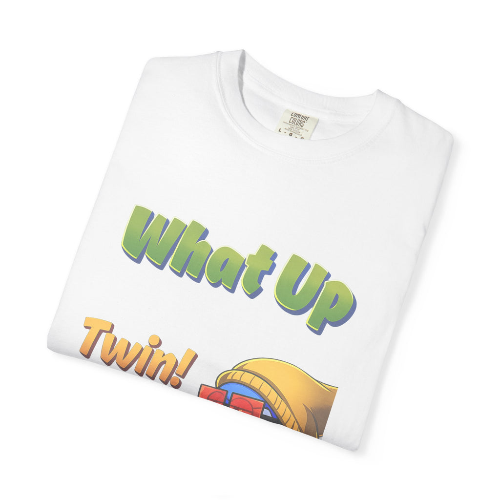 Green What Up Twin! Graphic T-Shirt — Cute Cartoon Character Tee