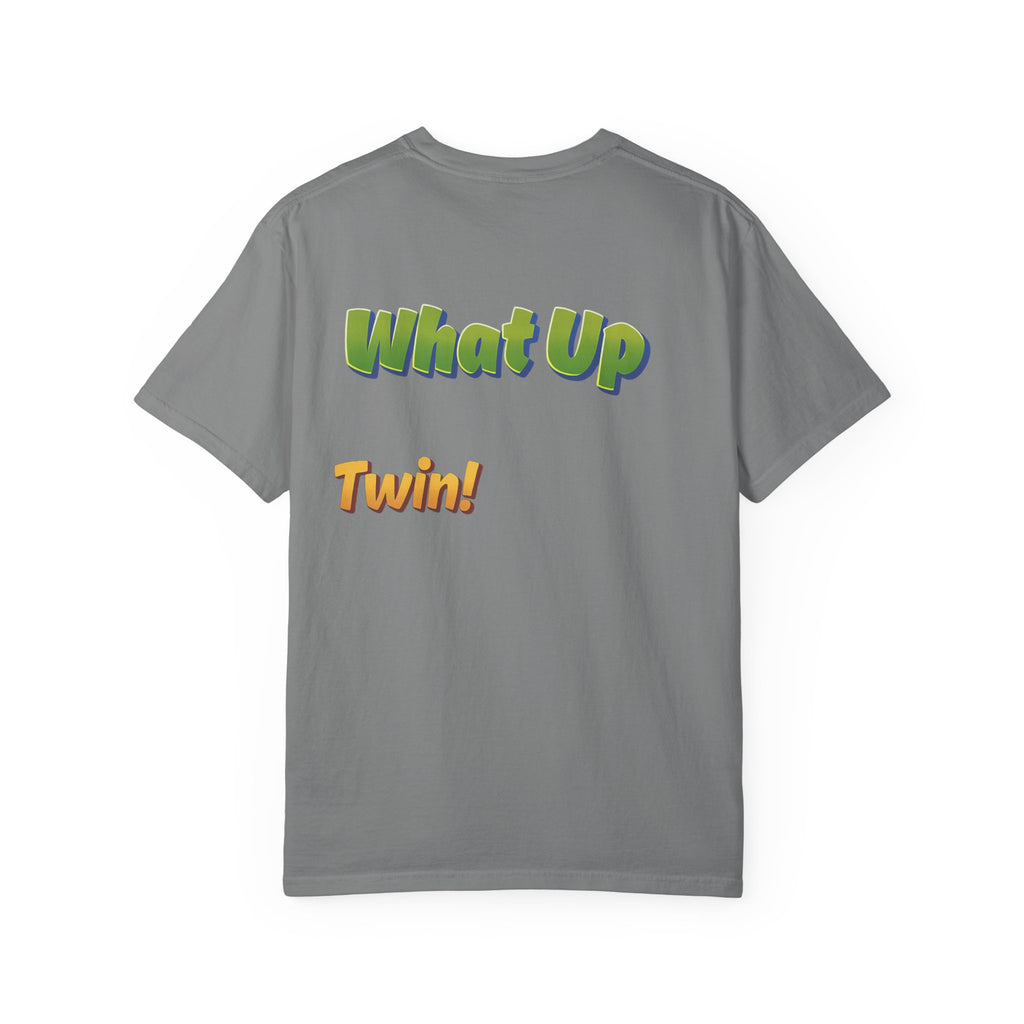 Green What Up Twin! Graphic T-Shirt — Cute Cartoon Character Tee