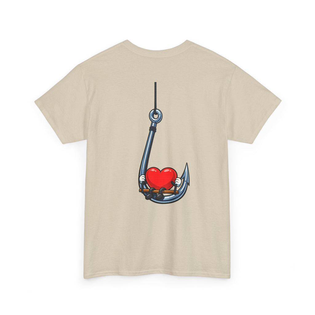 T-Shirt — "Caught You Hook, Line, and Sinker" Fishing Heart Tee