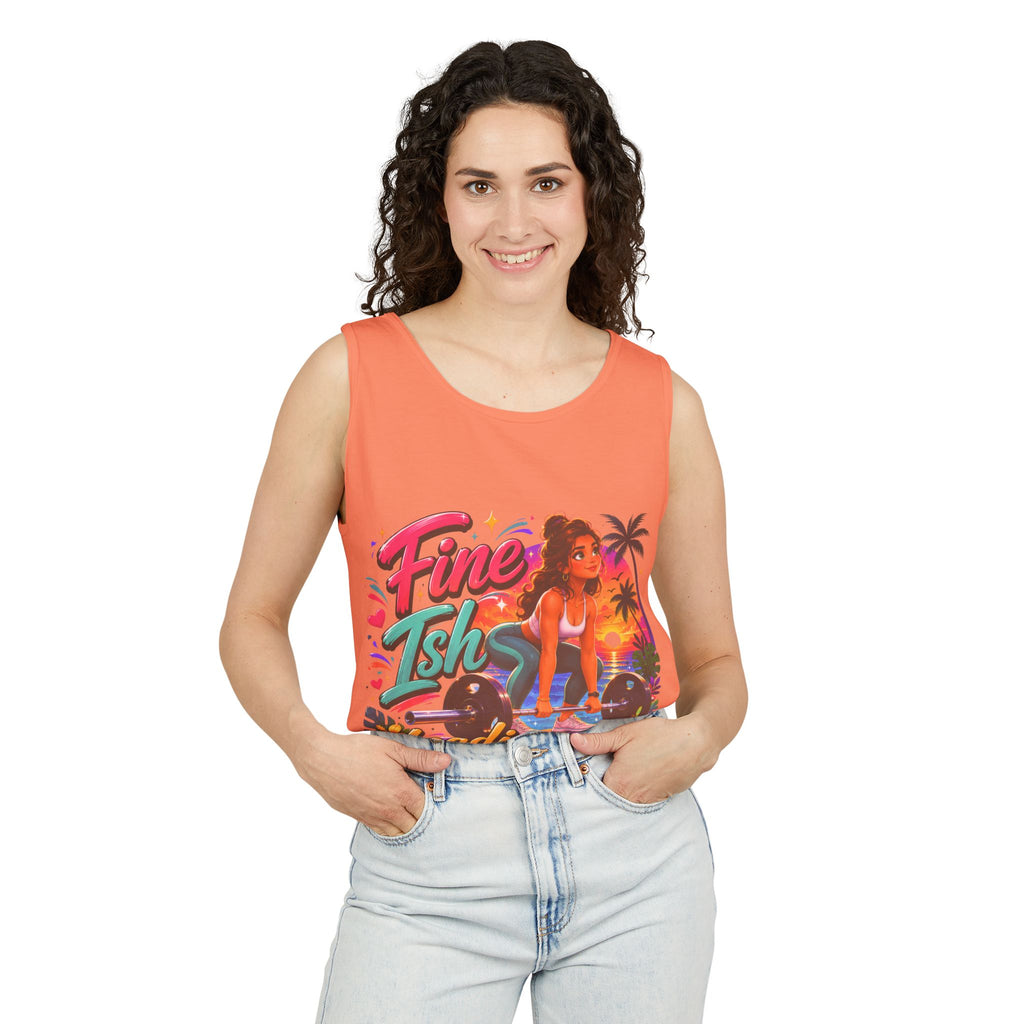 Fine Ish Loading Tank Top — Tropical Pin-Up Workout Graphic Tank