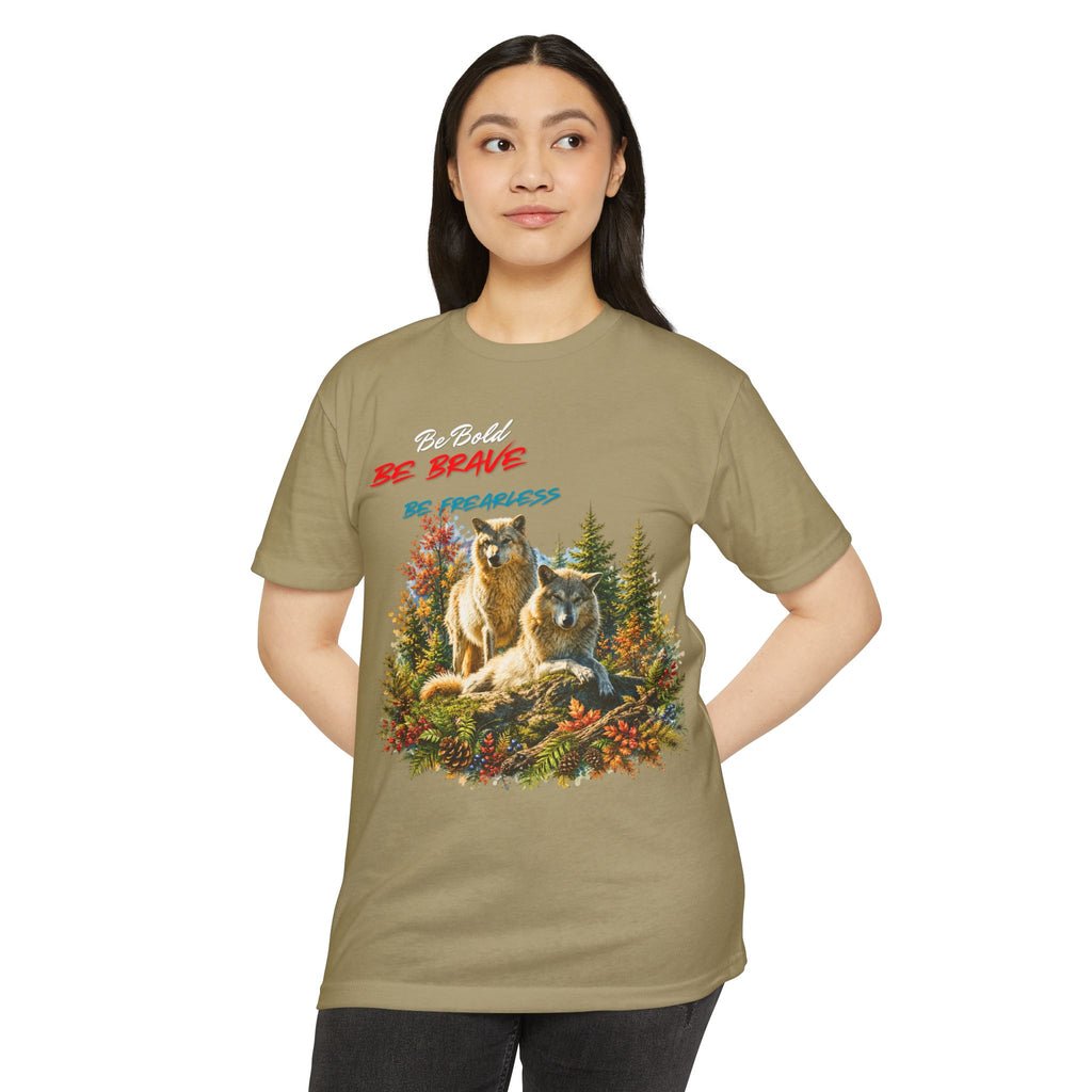 Be Brave Be Fearless Wolf Graphic T‑Shirt