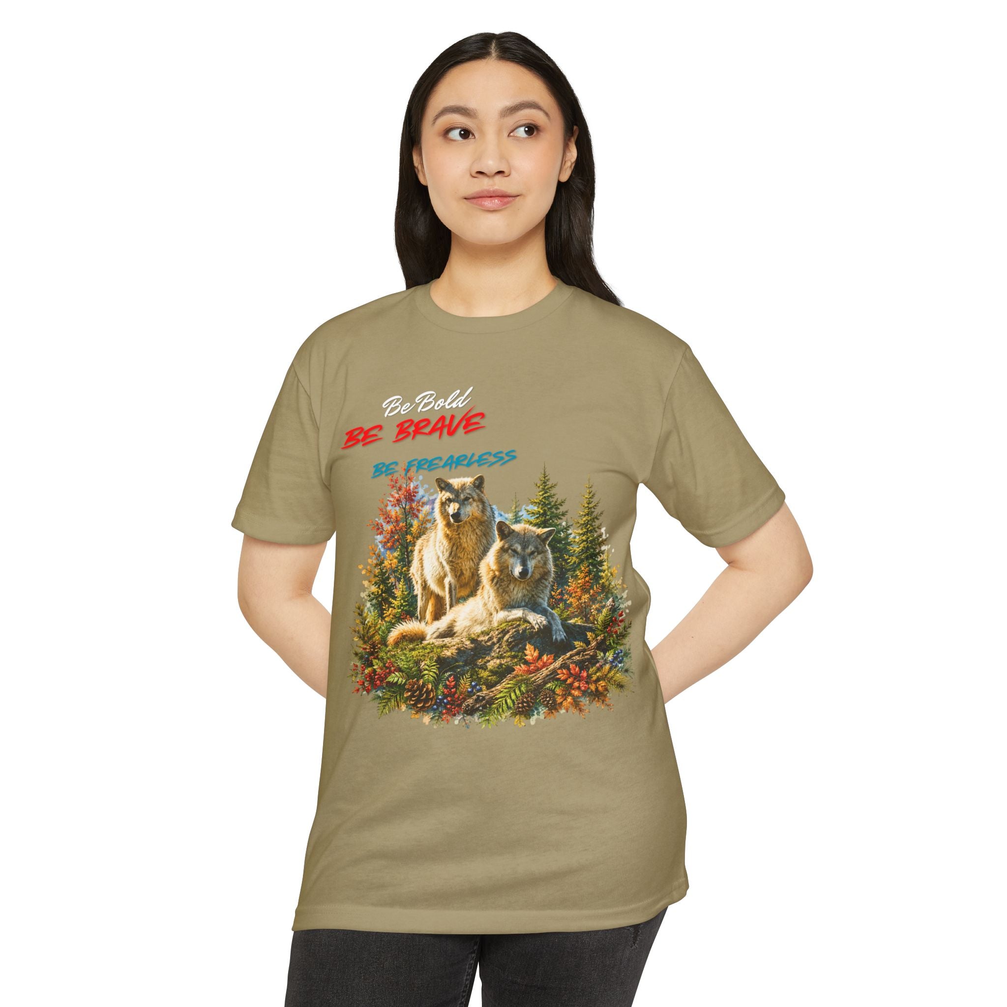 Be Brave Be Fearless Wolf Graphic T‑Shirt