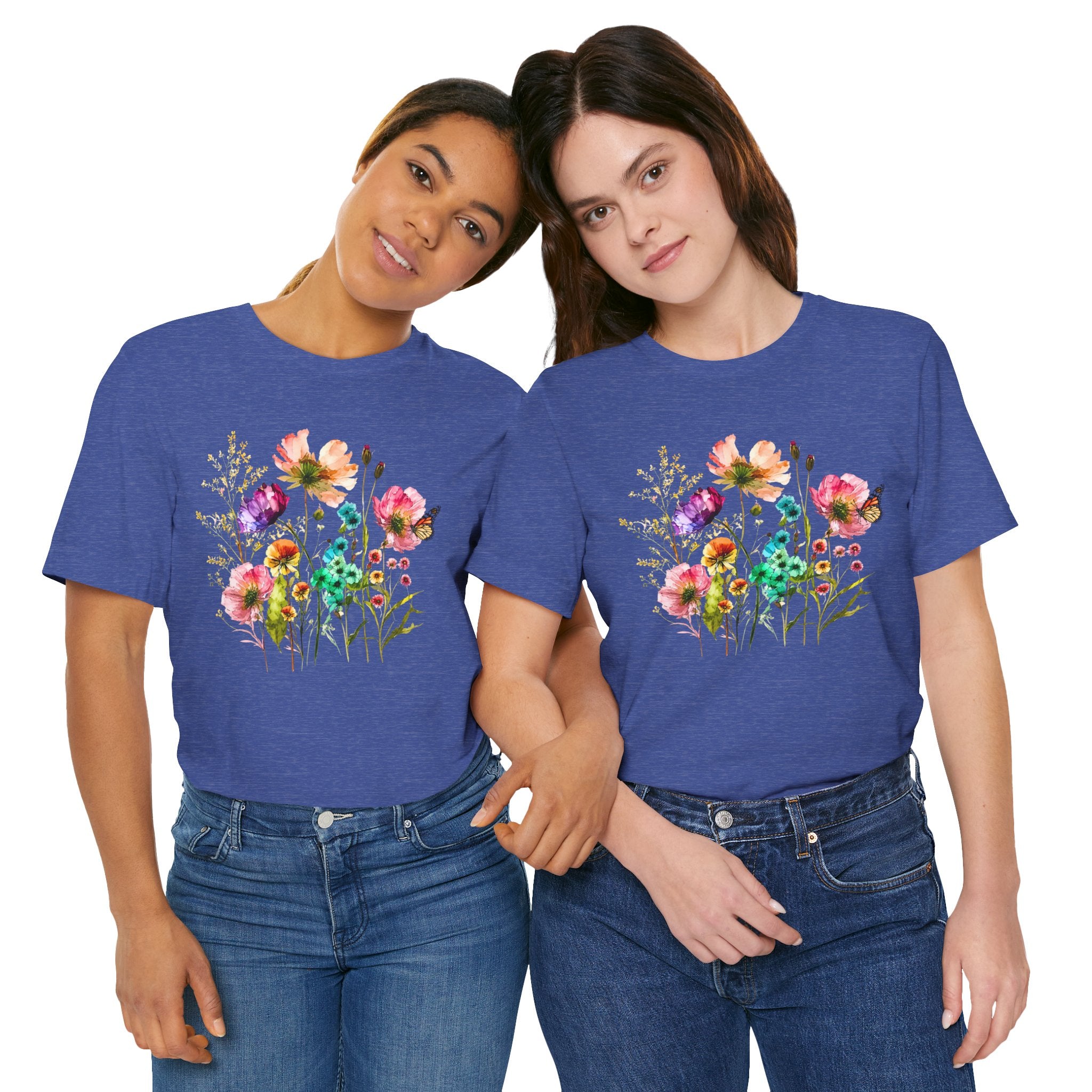 Floral Watercolor  Pink Wildflower Bouquet Graphic T-Shirt