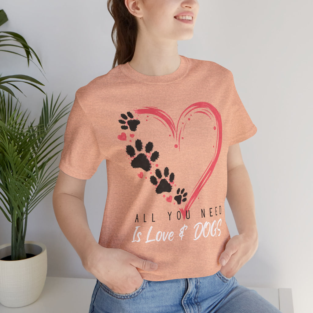 “All You Need Is Love & Dogs” Heart Paw Tee