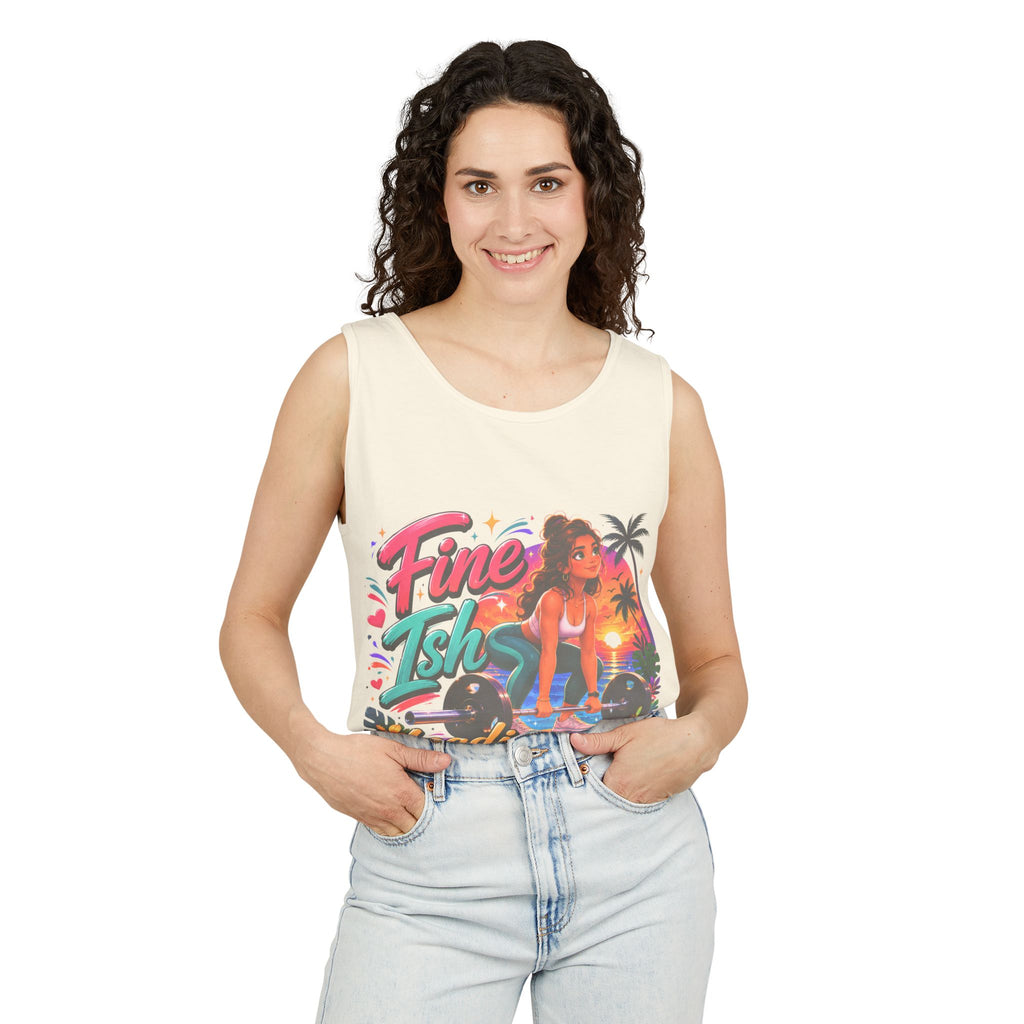 Fine Ish Loading Tank Top — Tropical Pin-Up Workout Graphic Tank