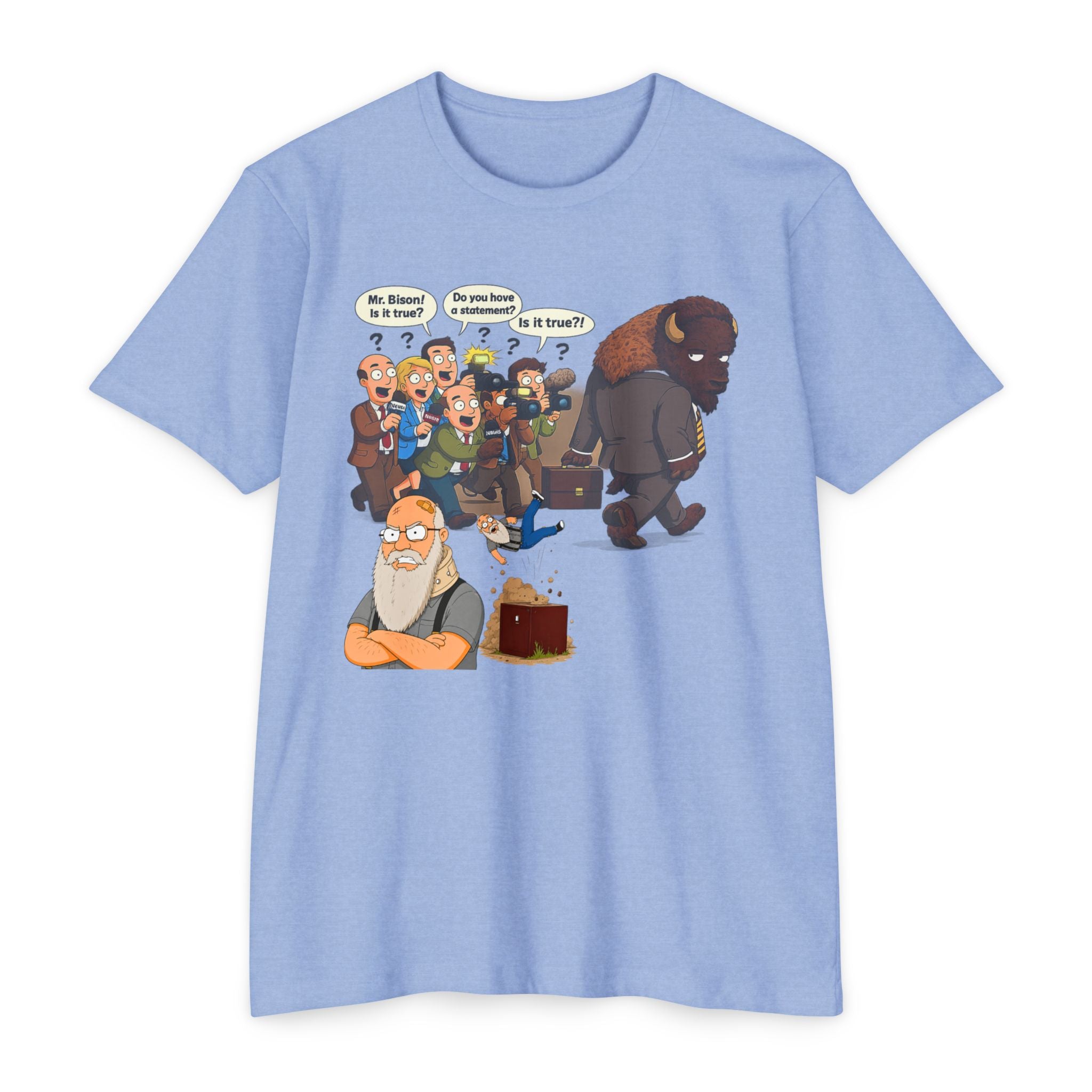 Funny Cartoon Yellow Bison Flip T-Shirt