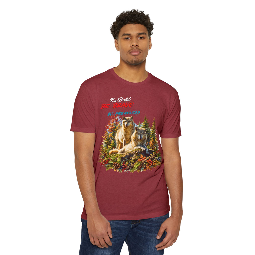 Be Brave Be Fearless Wolf Graphic T‑Shirt