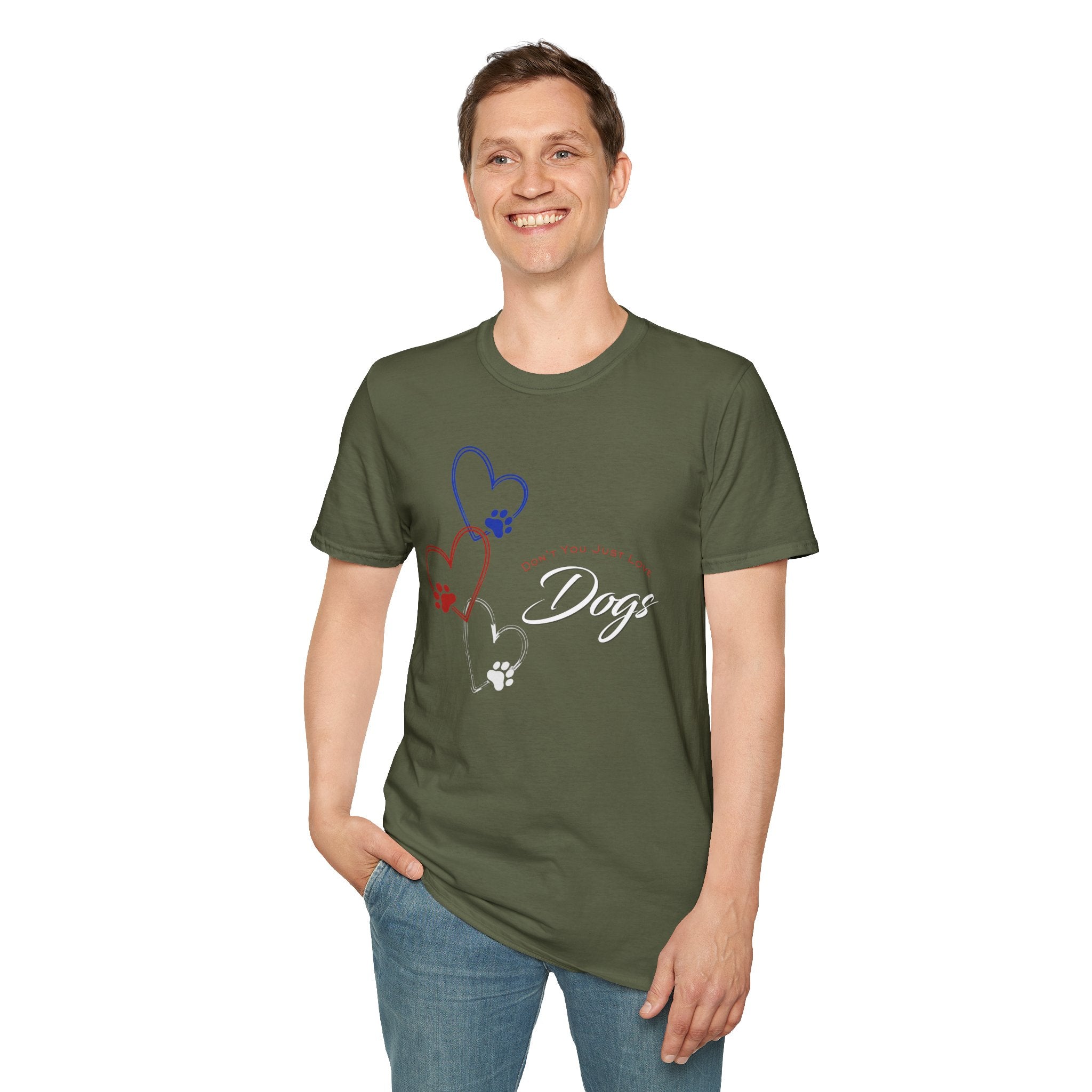 Don't You Just Love Dogs? — Heart Paw Graphic Tee for Dog Lovers