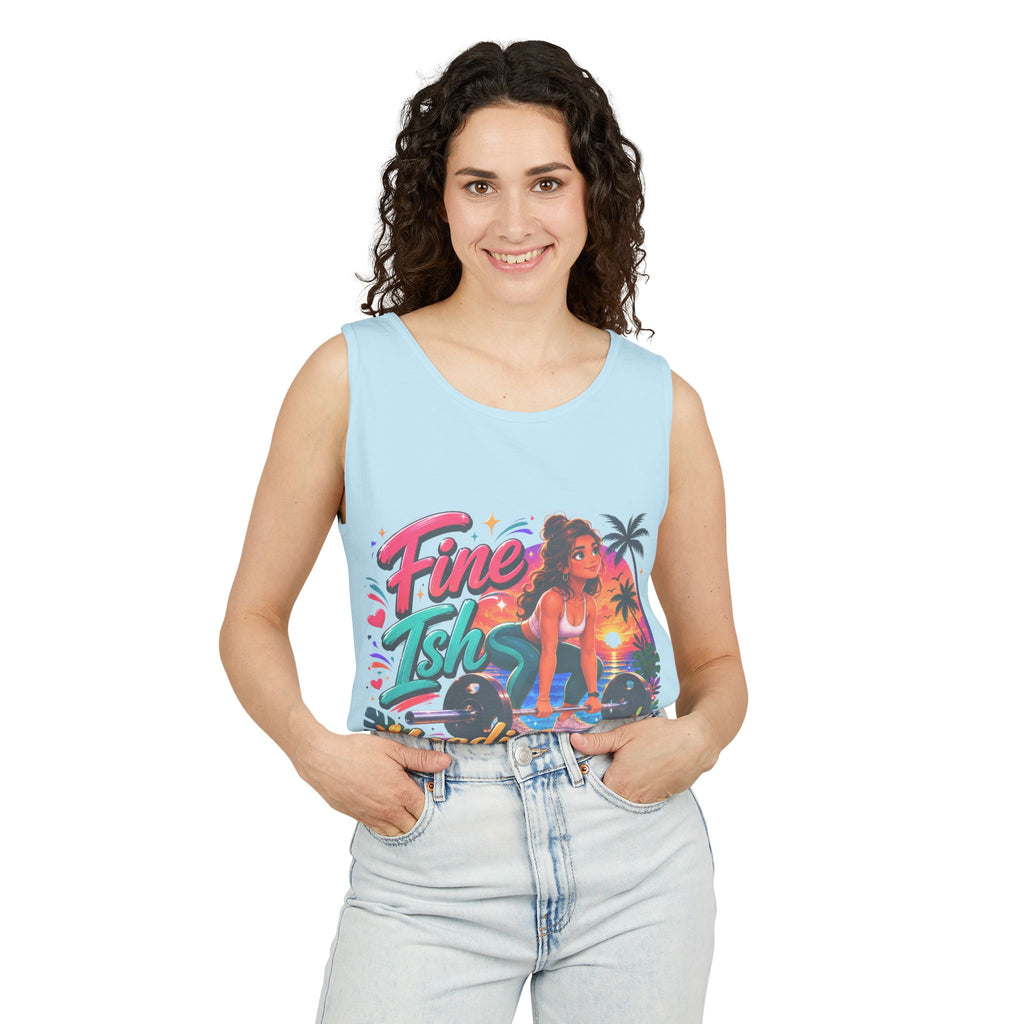Fine Ish Loading Tank Top — Tropical Pin-Up Workout Graphic Tank