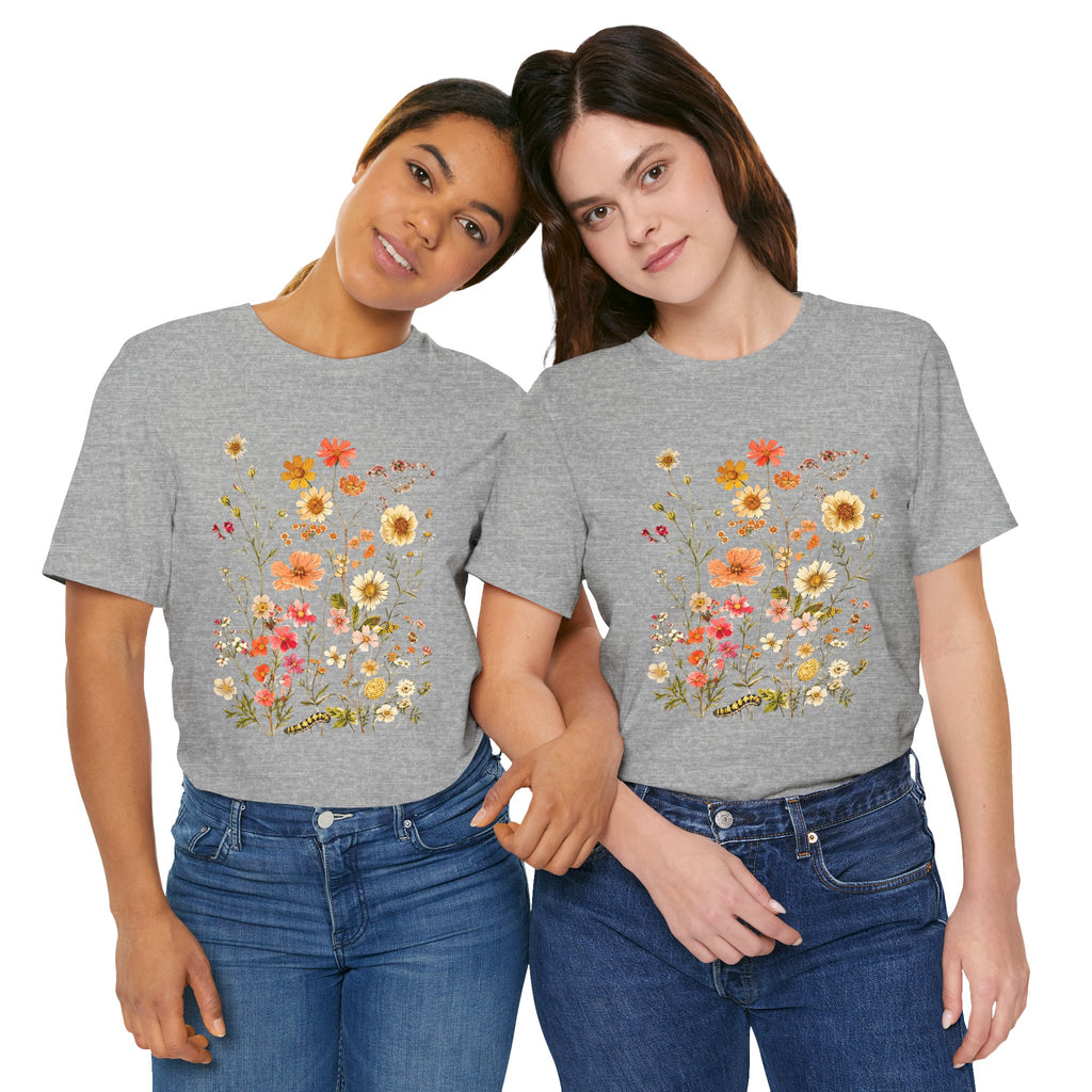 Floral Meadow Tee — Vintage Wildflower Bouquet Short Sleeve Shirt