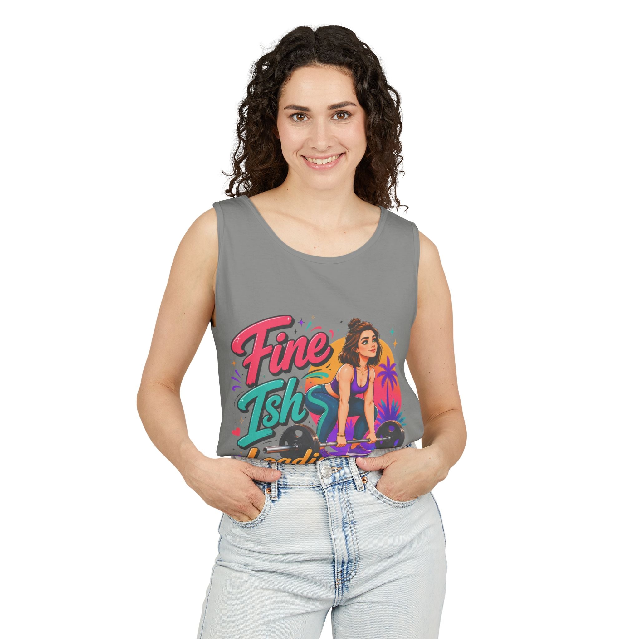 Tank Top — "Fine Ish Loading" Retro Fitness Graphic Tank for Women
