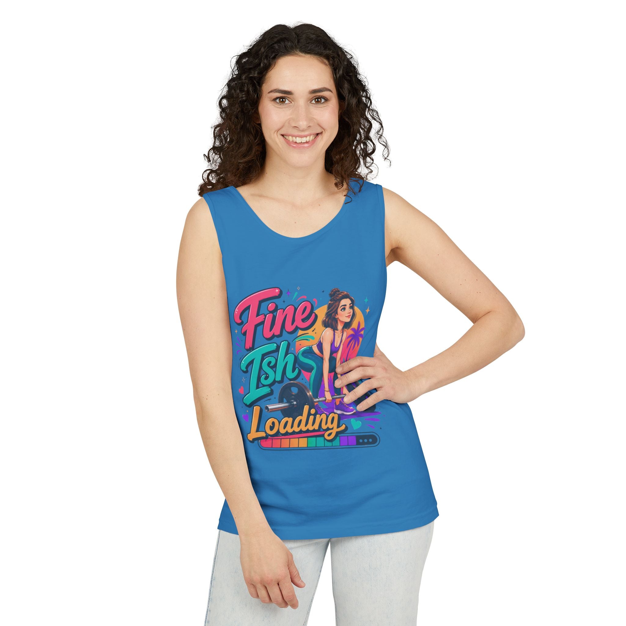 Tank Top — "Fine Ish Loading" Retro Fitness Graphic Tank for Women