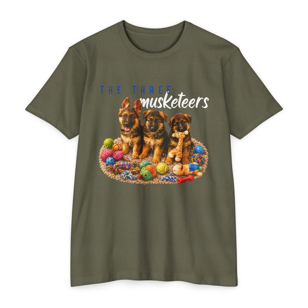 The Three Musketeers Puppy T-Shirt — Cute German Shepherds Easter Dog Tee
