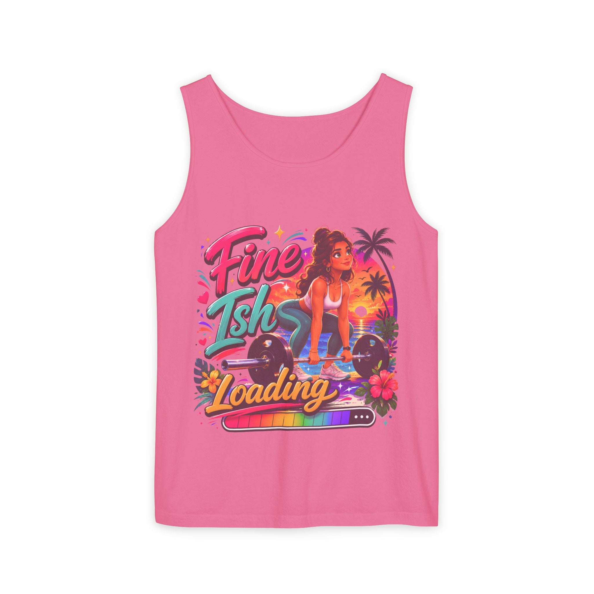 Fine Ish Loading Tank Top — Tropical Pin-Up Workout Graphic Tank