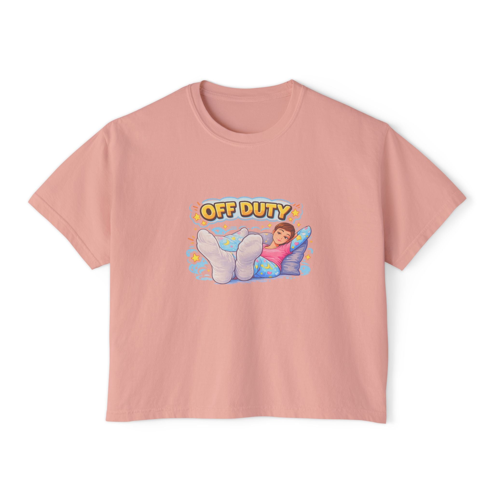 Off Duty Women's Boxy Tee — Relaxed 'Off Duty' Graphic Shirt