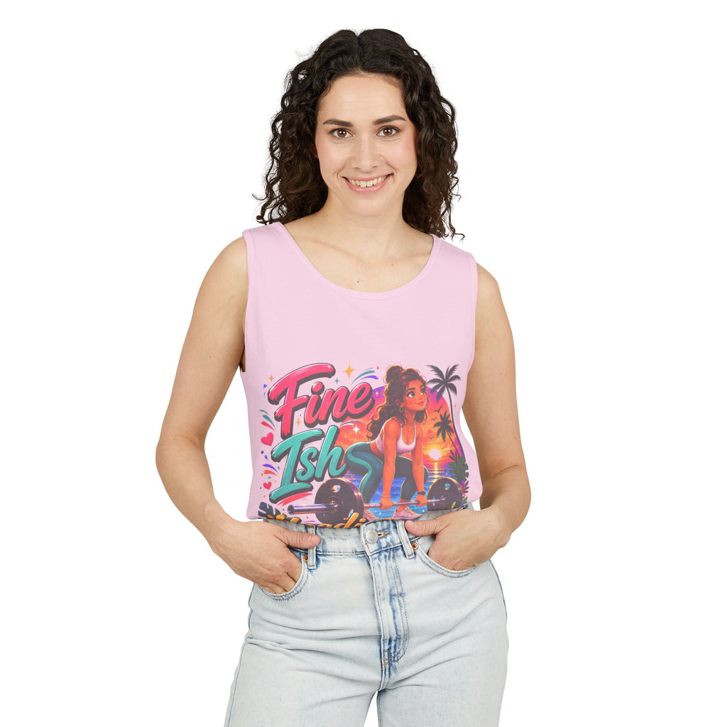 Fine Ish Loading Tank Top — Tropical Pin-Up Workout Graphic Tank