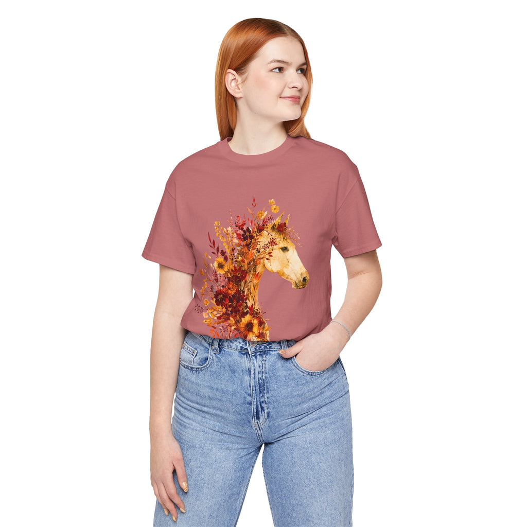 Autumn Sunflower Horse Graphic T-Shirt